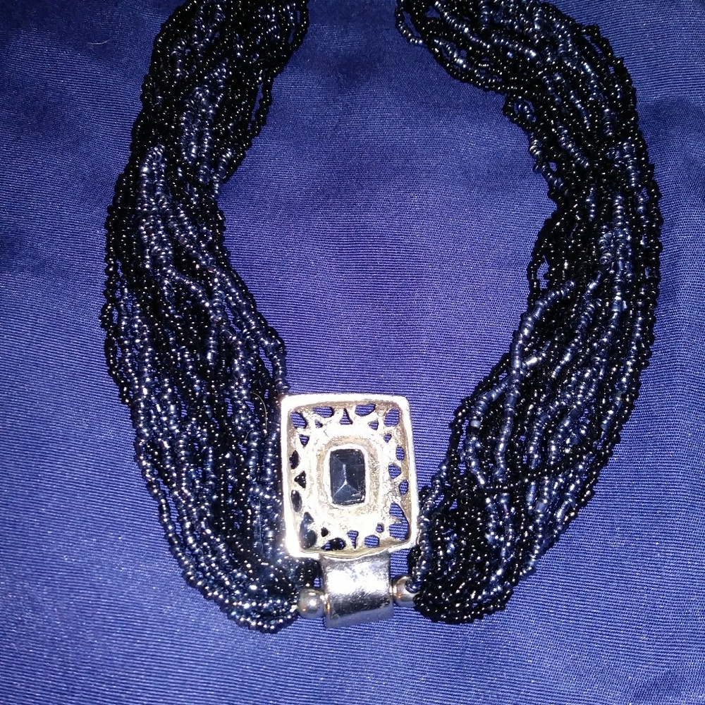 Black Seed bead Mutli Strand Necklace Black Penda